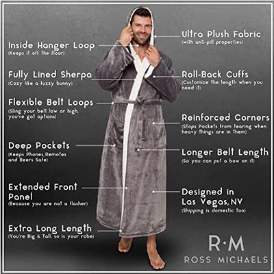 Ross Michaels Men's Plush Hooded Bathrobe
