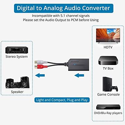 PROZOR 192KHz Digital to Analog Audio Converter DAC Digital SPDIF Optical  to Analog L/R RCA Converter Toslink Optical to 3.5mm Jack Adapter for PS3  HD DVD PS4 Amp Apple TV Home Cinema 