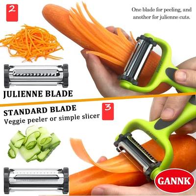 Peeler For Kitchen Multifunction Peelers 2-in-1,Julienne Peeler+Serrated  Peeler,Apple Peeler Vegetable Peeler Carrot Potato Fruit Slicer Anti-slip