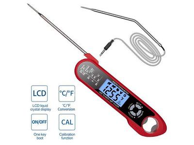  Lonicera Instant Read Digital Meat Thermometer for Food, Bread  Baking, Water and Liquid. Waterproof and Long Probe with Meat Temp Guide  for Cooking, Display with Backlit (Red): Home & Kitchen