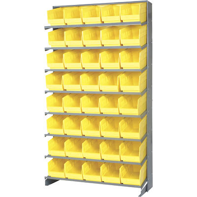 Quantum Storage Single Side Metal Shelving Unit with 48 Assorted Bins —  12Inch x 36Inch x 75Inch Rack Size, Blue, Model QSBU-230240BL - Yahoo  Shopping