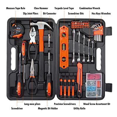 CARTMAN Tool Set General Household Hand Tool Kit with Plastic Toolbox  Storage Case Red & Black