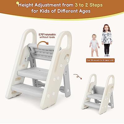 Onasti Foldable Step Stool for Bathroom Sink, Adjustable 3 Step Stool for  Kids Toilet Potty Training Stool with Handles, Child Kitchen Counter Stool  Helper, Plastic Ladder for Toddlers Grey - Yahoo Shopping