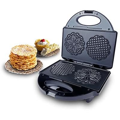 Pizzelle Maker- Non-stick Electric Pizzelle Baker Press Makes Two 5-Inch  Cookies at Once- Recipes Included