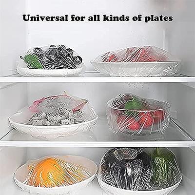 100 Pack Elastic Food Storage Covers, Reusable Stretch Plastic Wrap Bowl Covers Alternative to Foil - for Family Outdoor Picnic, Size: 100 Pcs, Clear