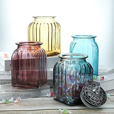 SOCOSY Vintage Crystal Glass Candy Jar with Lid Food Jar Nut Jar Jewelry  Box Wedding Candy Buffet Jars Kitchen Storage Assorted Color 24 oz