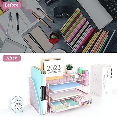 gianotter 3 Tier Desk Drawer Organizer, Office Desk Organizers and  Accessories with 2 Pen Holder, Desk Accessories & Workspace Organizers for  Home