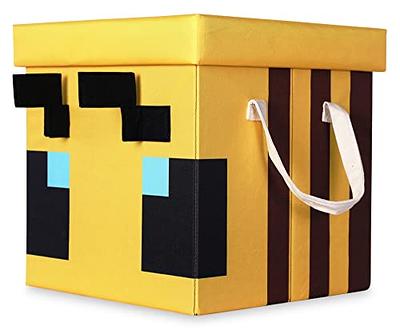 Minecraft Bee Pattern Tin Storage Box Cube Organizer with Lid 4 Inches