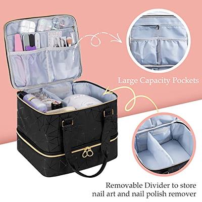 Nail Polish Organizer Case Double-layer Storage Bag for Nail Polis Manicure  Set 30/42 Bottles with Dividers Handles Travel Case