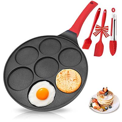 Commercial Chef Cast Iron Pancake Pan, Makes 7 Mini Silver Dollar