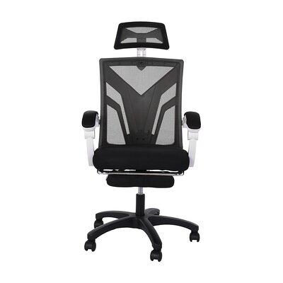 Gaming Chair with Footrest Faux Leather Inbox Zero Color: Black/ Red