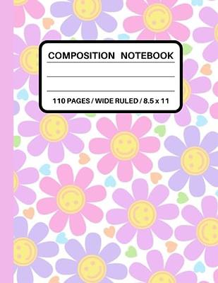 Notebook: Preppy Smiley Face Aesthetic, Cute Composition for Teen Girls  College Ruled, Lined Paper Note Book Journal, Pastel Purple