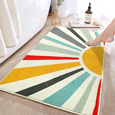 Lukinbox Boho Bath Mats for Bathroom, 20 x 31 Small Sun Bathroom Rugs Mat,  Cute Colorful