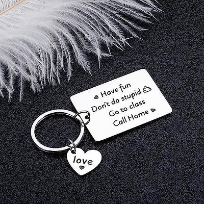 Drive Safely and Don't Do Stupid Shit Love Mom & Dad Keychain, Personalized  Key Chain for Teens, Cute Teen Car Accessories