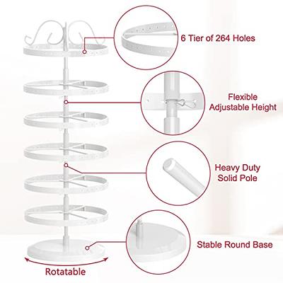 6 Tier Rotating Earring Holder Organizer, Adjustable Metal Earring Display  Stand