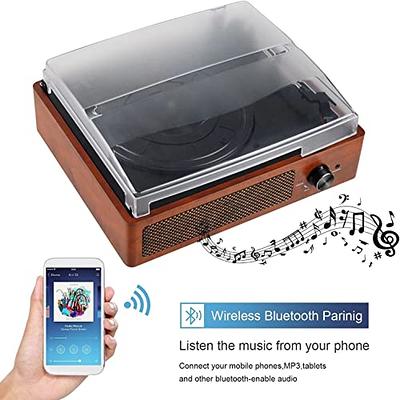 Record Player Bluetooth Turntable for Vinyl with Speakers & USB  Player,Vinyl to USB,3 Speed Belt Driven LP Vintage Phonograph for Home  Decoration