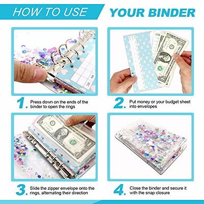 Budget Binder with Zipper Envelopes, Ginmlyda Cash Envelopes for Budgeting  Money Saving Binder with Budget Sheets, Zipper PVC Pockets, Cash Envelopes