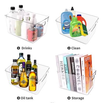  VOMOSI 8 Pack Clear Plastic Storage Bins - 4 Size Pantry Organizer  Containers Perfect for Fridge,Cabinet,Cupboard,Bathroom,Kitchen