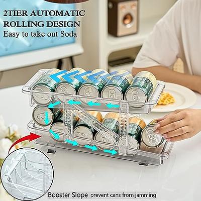 GILLAS 6 Pack Stackable Soda Can Organizer for Refrigerator, Can Holder  Dispenser, Canned Food Storage Rack for Fridge, Kitchen, Countertops,  Cabinets, White 