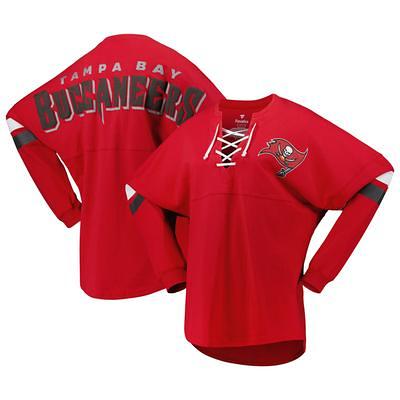 Women's Fanatics Branded Red Tampa Bay Buccaneers Spirit Jersey Lace-Up  V-Neck Long Sleeve T-Shirt - Yahoo Shopping