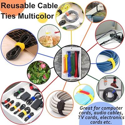 Cable Ties Reusable 120PCS Adjustable 6 Inch Cord Ties Velcro Fastening  Wire Straps Wire Ties Hook Loop Cable Management Cord Organizer for  Electronics Home Office PC TV Organizing (5 Colors), Cable Ties 