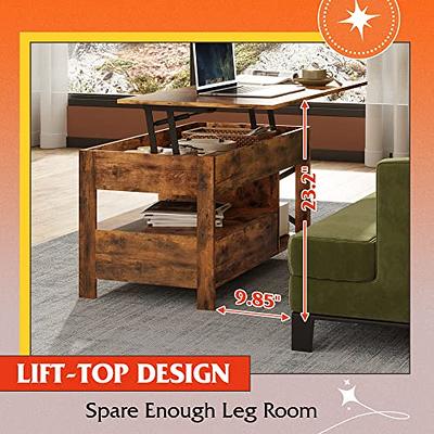 WLIVE Wood Lift Top Coffee Table with Hidden Compartment and Adjustable  Storage Shelf, Lift Tabletop Dining Table for Home Living Room, Office,  Rustic