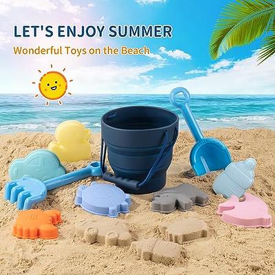 Beach Toys Sand Toys Set for Kids, Collapsible Sand Bucket and