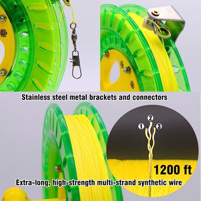 Kite Reel and Kite String with Reel, 8.7inches Dia Includes 1200ft (90LBS)  High Strength Kite String, Large Handle, Safety Lock Design, with  Connector, Kite String Spool for Kids and Adults (Green) 