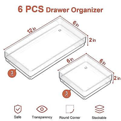 SMARTAKE 6 PCS Clear Plastic Drawer Organizers Set, Large Size Non-Slip  Desk Drawer Organizer, 2-Size Versatile Bathroom and Vanity Drawer  Organizer Trays for Makeup, Bedroom, Office, Kitchen Utensils - Yahoo  Shopping