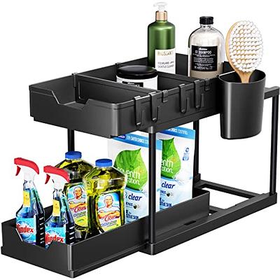 NUOYANG Pull Out Cabinet Organizer Under Sink Organizers and Storage Kitchen  Bathroom Cabinet Storage Shelf with 2 Tier Sliding Wire Drawer for Inside  Kitchen Bathroom Cabinet or Under Sink (Black) - Yahoo Shopping