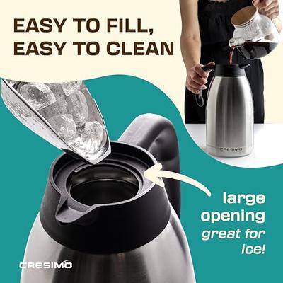 64 oz (1.9 Liter) Airpot Coffee Dispenser with Easy Push Button | BPA-Free Stainless Steel Carafe | Double-Wall Vacuum Insulated Thermos | Effectively