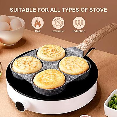 Bobikuke Egg Pan with Lid, Egg Frying Pan Nonstick, Pancake Pan Sectional  Frying Pan for Breakfast, 3 Section Fried Egg Pan Suitable for Gas Stove 