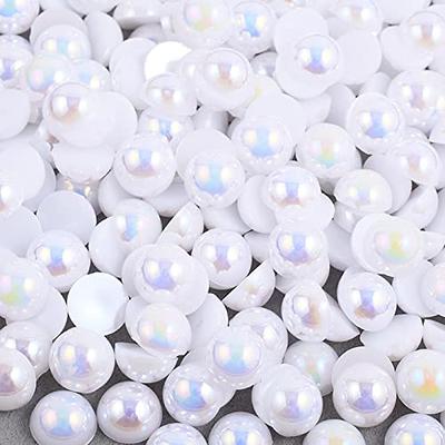 Niziky 1500PCS Flat Back Half Round Pearls, 4mm White AB Half