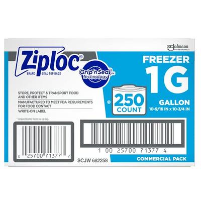 Ziploc Double-Zipper Freezer Bags, Clear, 1 gallon - 250 count