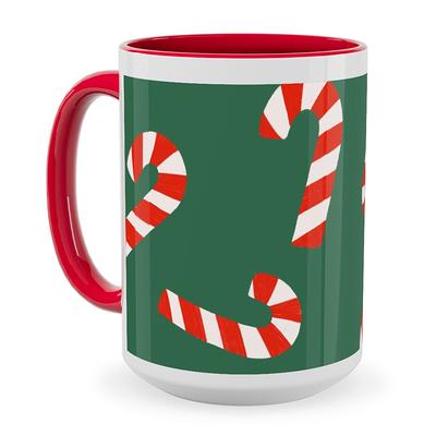 15oz Ceramic Cup, Candy Cane Handle