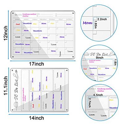 Magnetic acrylic calendar for fridge set - 16x12 acrylic fridge calendar,  10.5x5 acrylic dry erase board, 9 markers, magnetic notepads, eraser,  clips - Acrylic magnetic calendar for fridge 17 pc set - Yahoo Shopping