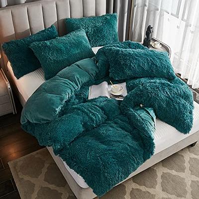  Uhamho Faux Fur Velvet Fluffy Bedding Duvet Cover Set Down  Comforter Quilt Cover with Pillow Shams, Ultra Soft Warm and Durable  (White, Queen) : Home & Kitchen