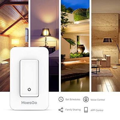 MoesGo WiFi Smart Wall Light Switch,Glass Panel, Multi-Control(3 Way),  2.4GHz Wi-Fi Touch Switches, Neutral Wire Required, Remote Control Smart