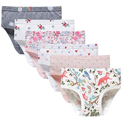 Little Girls' Hipster Underwear 6 Pack Soft Cotton Baby Toddler Boyshort  Panties