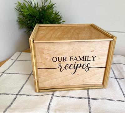 Recipe Box With Dividers & 4x6 Recipe Cards Personalized Engraved Wood Box  Bridal Shower Decor Mothers Day Gift Christmas 
