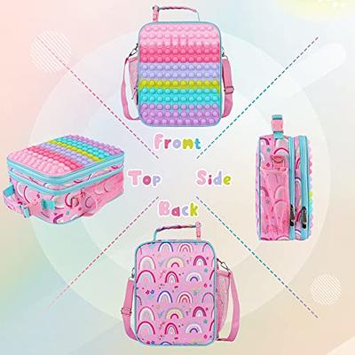 Kids Lunch Box For Girls,insulated Rainbow Tote Bag,reusable Lunch Bag For  School Travel Outdoor With Adjustable Shoulder Strap Back To School-keep Fo