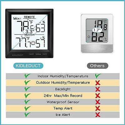 KIDLEDUCT Indoor Outdoor Thermometer Wireless Battery Powered, High  Precision Inside Outside Humidity Temperature with Alert, 10S Backlight  Weather Thermometers with 1 Sensor, 330ft Wireless, Black - Yahoo Shopping