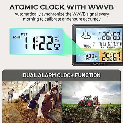 Weather Station Wireless Indoor Outdoor Multiple Sensors, Digital Atomic  Clock Weather Thermometer, Temperature Humidity Monitor Forecast Weather  Stations with Moon Phase