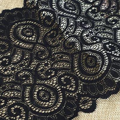 IDONGCAI Black Wide Elastic Lace Trim for Sewing Lace Ribbon Lace
