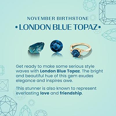 Angara Natural London Blue Topaz Halo Ring for Women, Girls in 14K