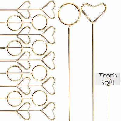 30 Pieces Metal Wire Floral Place Card Holder Round Photo Memo Holder Pick  Gold Floral Card Holder Clip For Wedding Party Birthday Office Cake Topper
