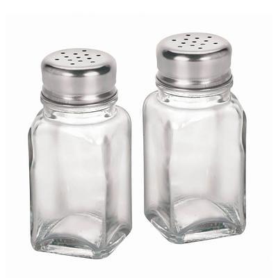 SALT and PEPPER SHAKER set of with 2 Stainless Steel Lids ~Square Kitchen S  P Shakers