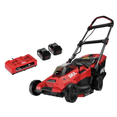 Costway 40V 18'' Brushless Cordless Push Lawn Mower 4.0Ah Batteries & 2  Charger (2 x 20V) 