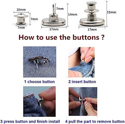 Jean Buttons 17mm Button Pins for Jeans No Sew Instant Button Detachable  Buttons Make Loose Pants Fit Perfect 