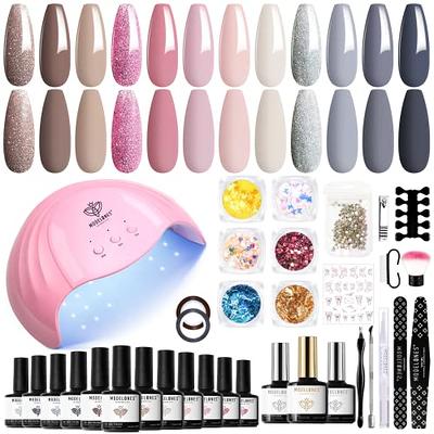 Modelones 35 Pcs Gel Polish Nail Kit with U V Light 48W Nail Lamp - 12  Colors Neutral